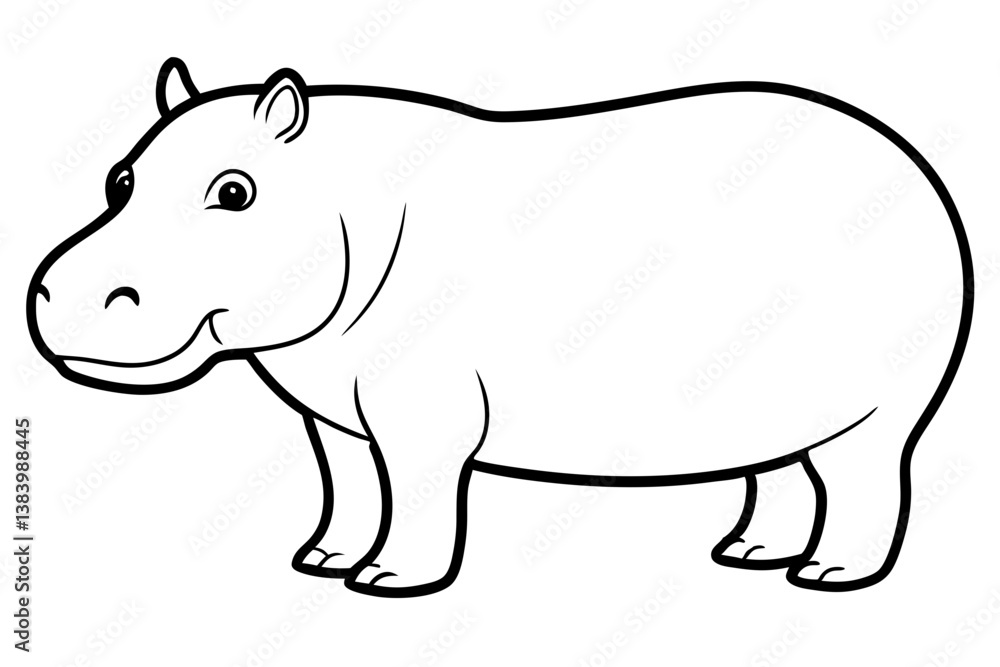 hippopotamus silhouette line art vector illustration with a white background hippopotamus silhouette line art vector illustration with a white background