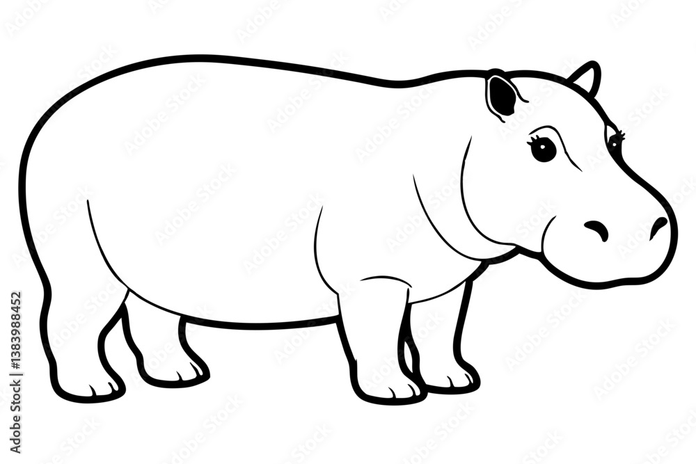 hippopotamus silhouette line art vector illustration with a white background hippopotamus silhouette line art vector illustration with a white background