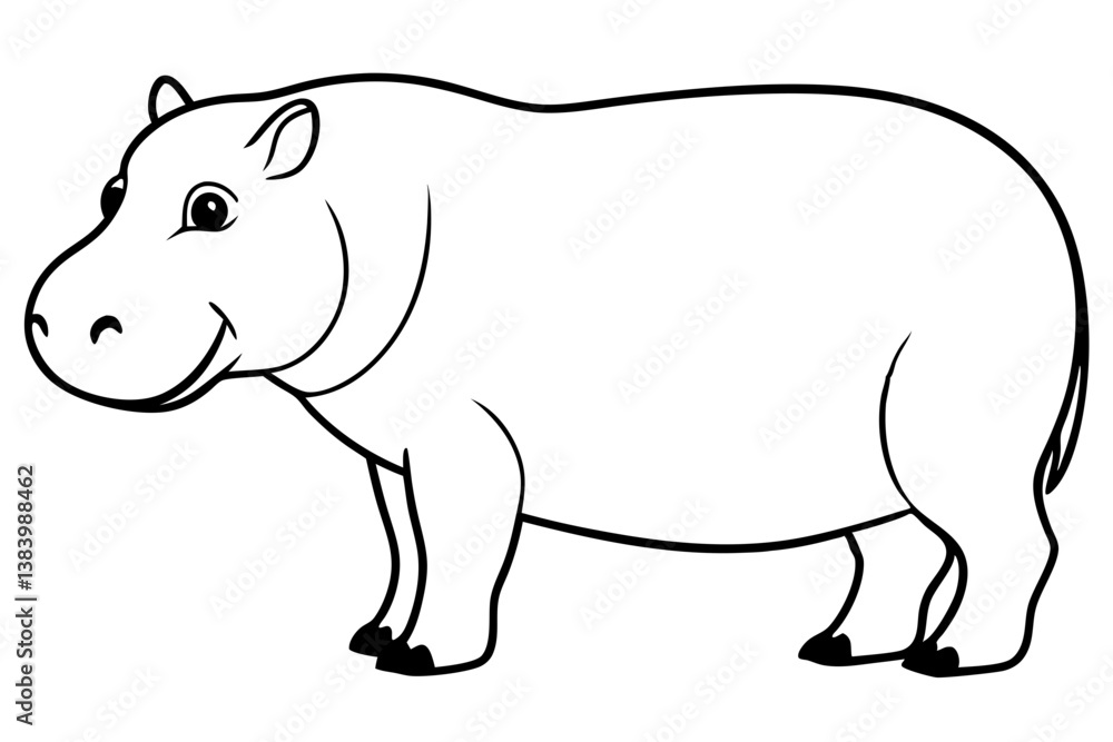 hippopotamus silhouette line art vector illustration with a white background hippopotamus silhouette line art vector illustration with a white background