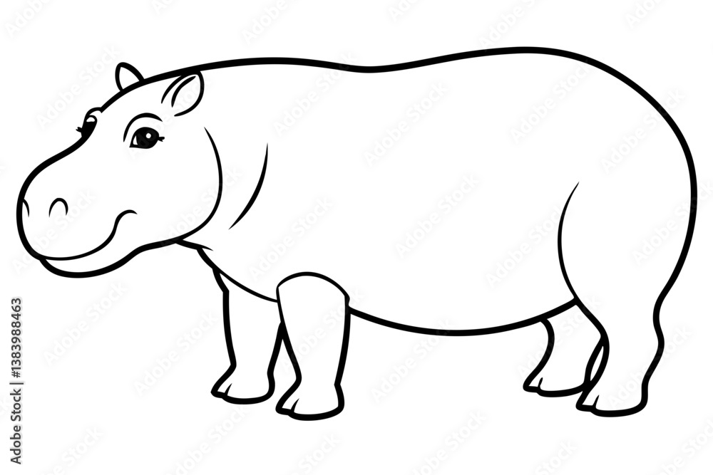 hippopotamus silhouette line art vector illustration with a white background hippopotamus silhouette line art vector illustration with a white background