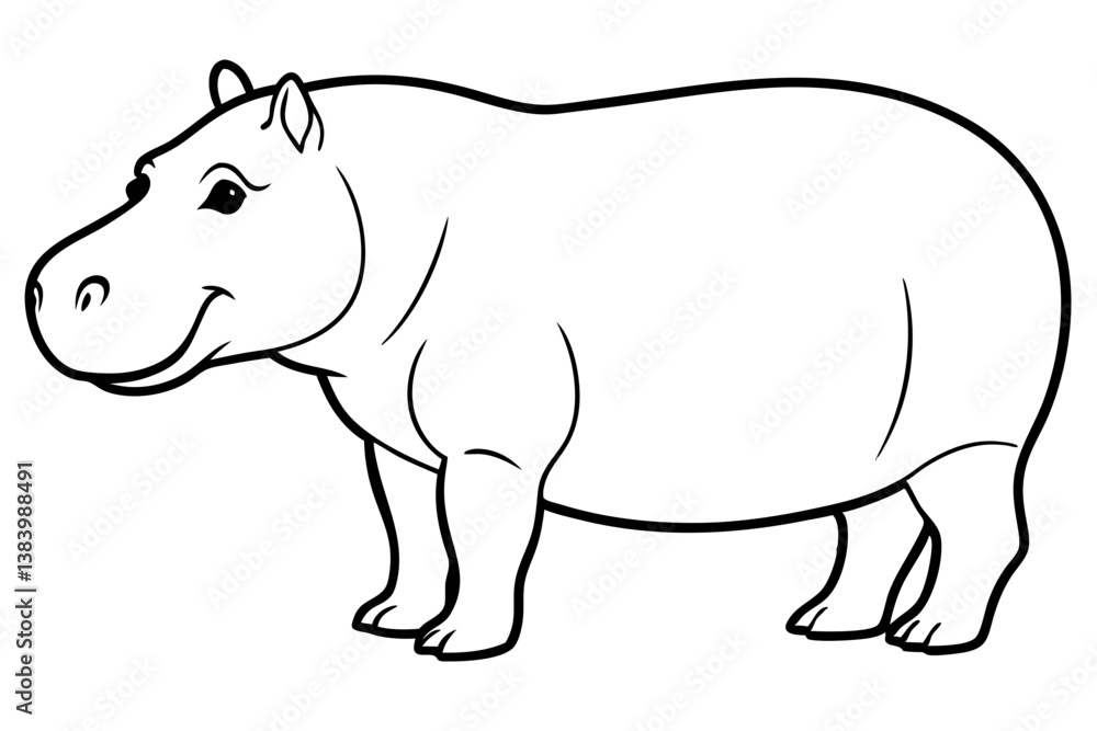 Obraz premium hippopotamus silhouette line art vector illustration with a white background
