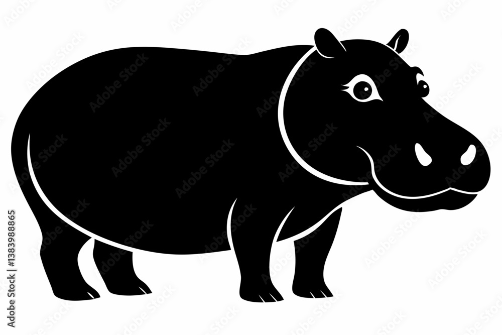 Obraz premium hippopotamus silhouette line art vector illustration with a white background