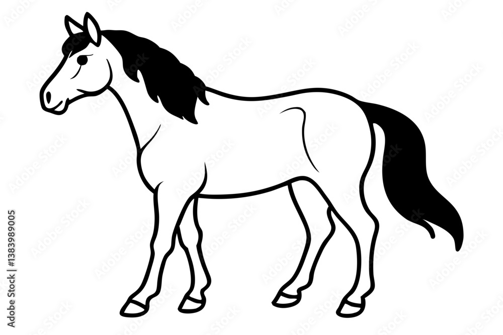 horse silhouette line art vector illustration with a white background horse silhouette line art vector illustration with a white background