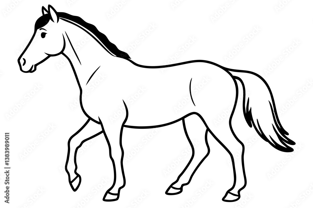 Fototapeta premium horse silhouette line art vector illustration with a white background