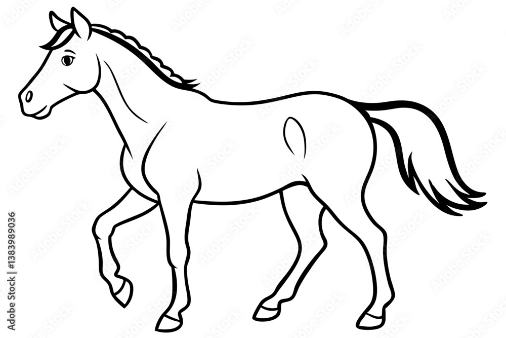 Obraz premium horse silhouette line art vector illustration with a white background