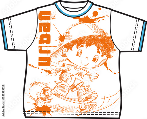 Urban Boy Skateboarding T-shirt Design