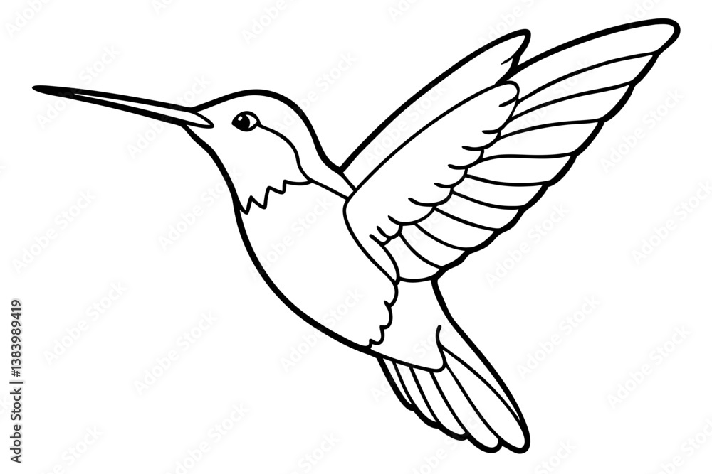 hummingbird silhouette line art vector illustration with a white background hummingbird silhouette line art vector illustration with a white background