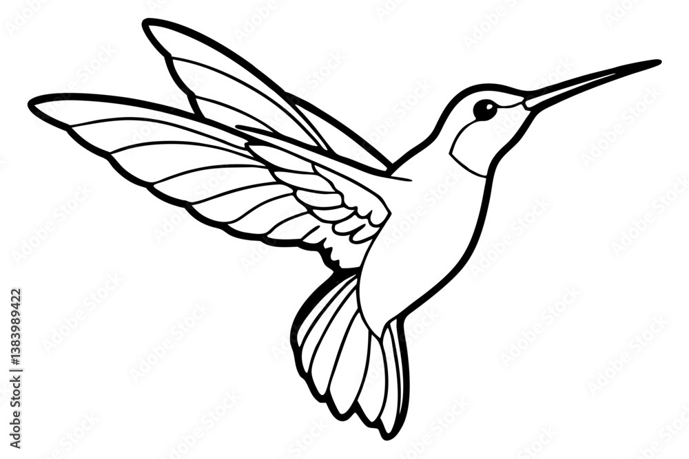 Obraz premium hummingbird silhouette line art vector illustration with a white background