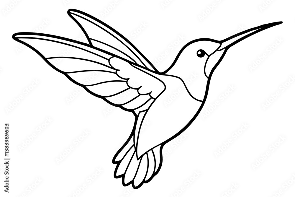 Obraz premium hummingbird silhouette line art vector illustration with a white background