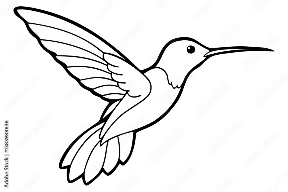 Obraz premium hummingbird silhouette line art vector illustration with a white background
