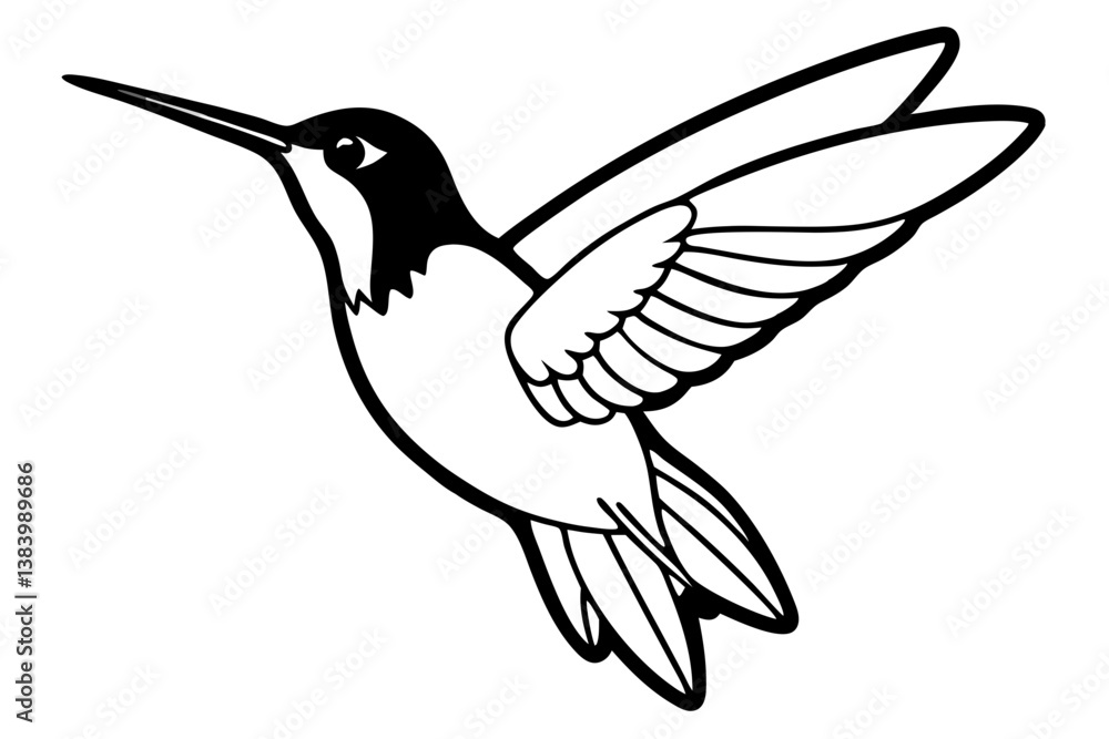 Fototapeta premium hummingbird silhouette line art vector illustration with a white background