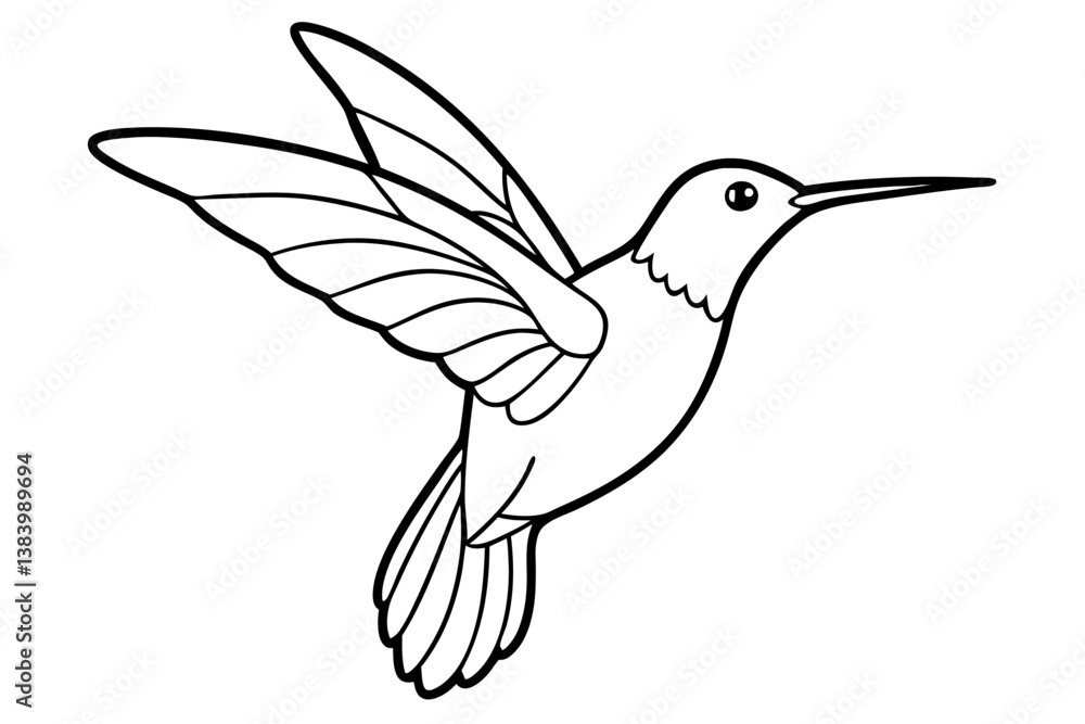 Obraz premium hummingbird silhouette line art vector illustration with a white background