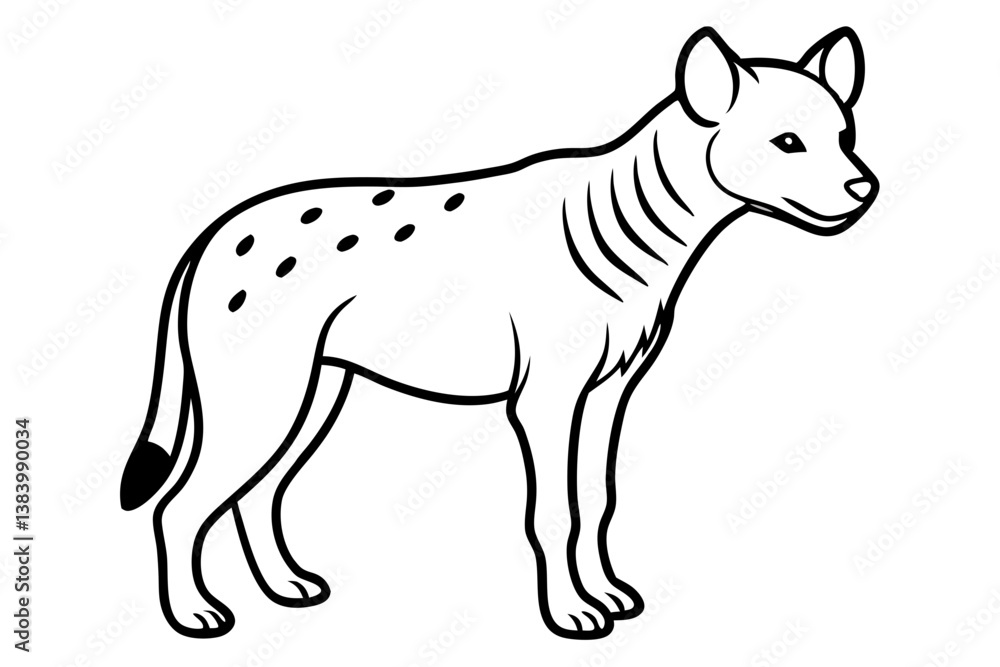 Fototapeta premium hyena silhouette line art vector illustration with a white background