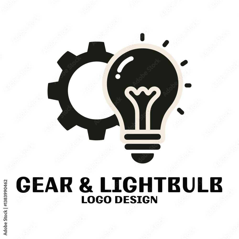 Gear and Lightbulb Vector Logo Design Gear and Lightbulb Vector Logo Design
