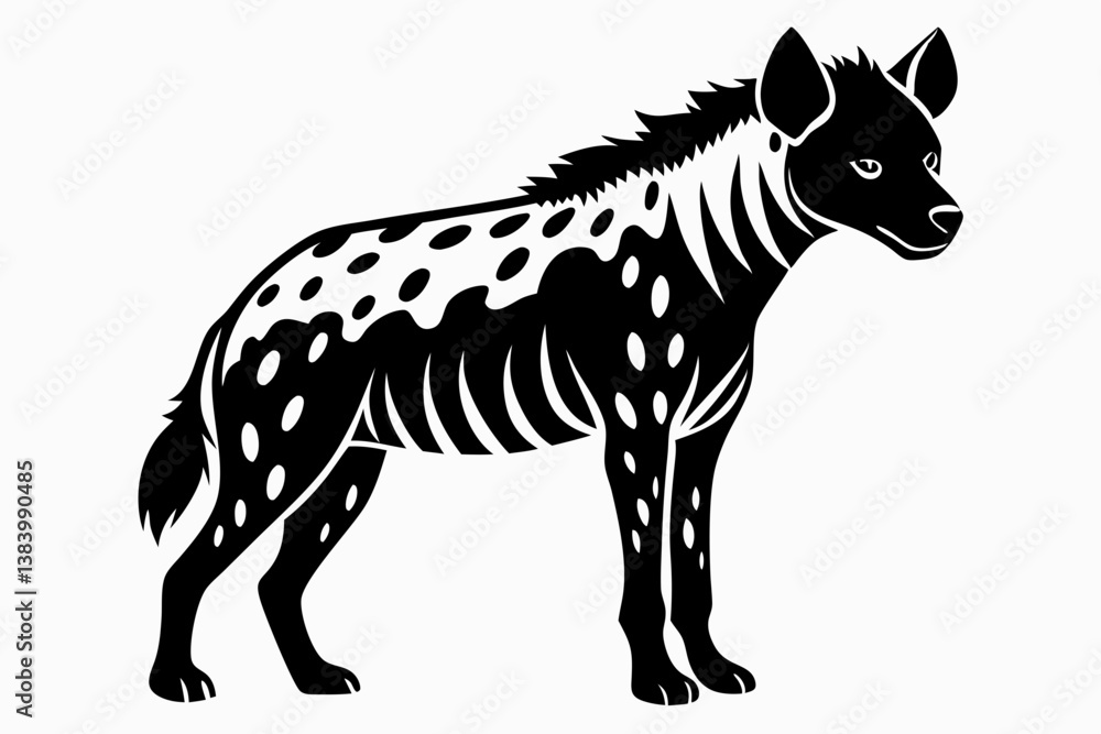 Fototapeta premium hyena silhouette line art vector illustration with a white background