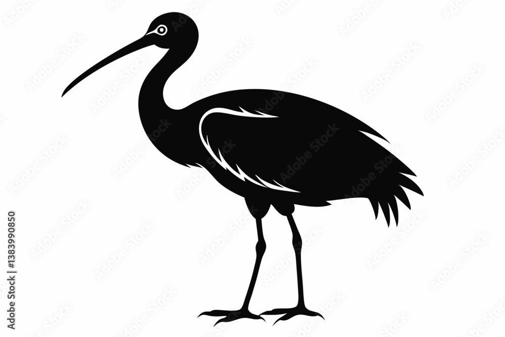 Fototapeta premium ibis silhouette line art vector illustration with a white background