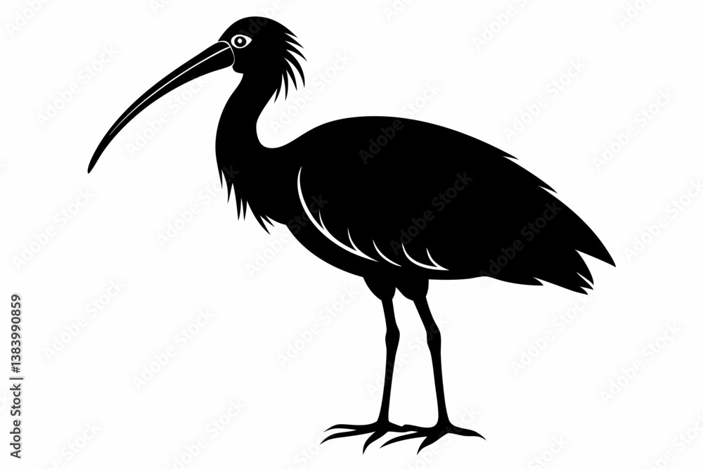 Fototapeta premium ibis silhouette line art vector illustration with a white background