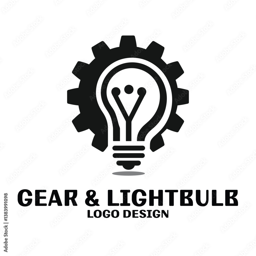 Gear and Lightbulb Vector Logo Design Gear and Lightbulb Vector Logo Design
