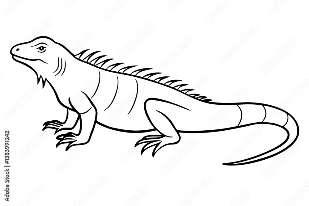 iguana silhouette line art vector illustration with a white background iguana silhouette line art vector illustration with a white background