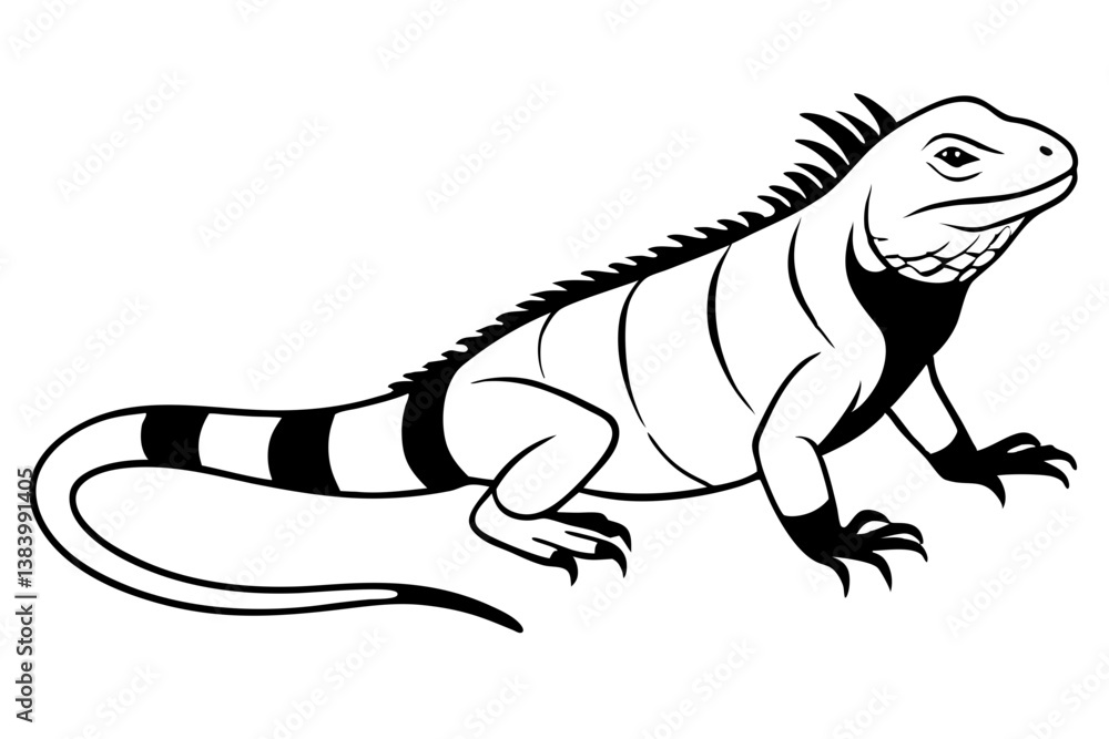 iguana silhouette line art vector illustration with a white background iguana silhouette line art vector illustration with a white background