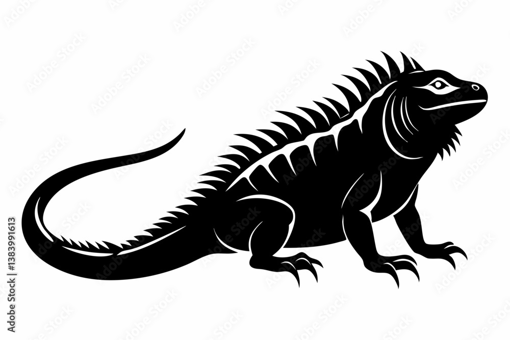 iguana silhouette line art vector illustration with a white background iguana silhouette line art vector illustration with a white background