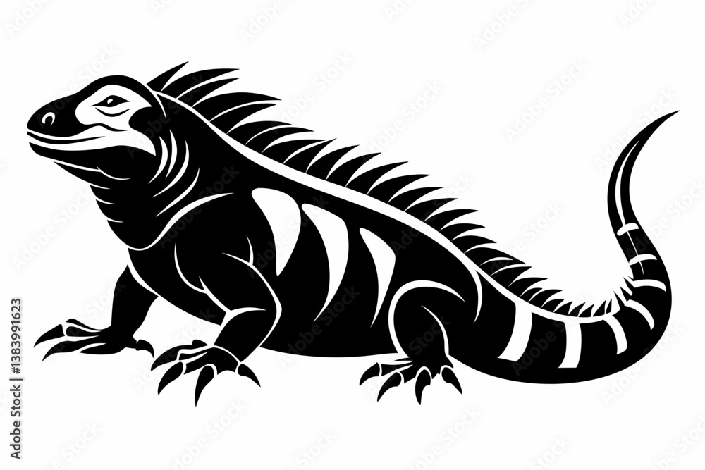 iguana silhouette line art vector illustration with a white background iguana silhouette line art vector illustration with a white background