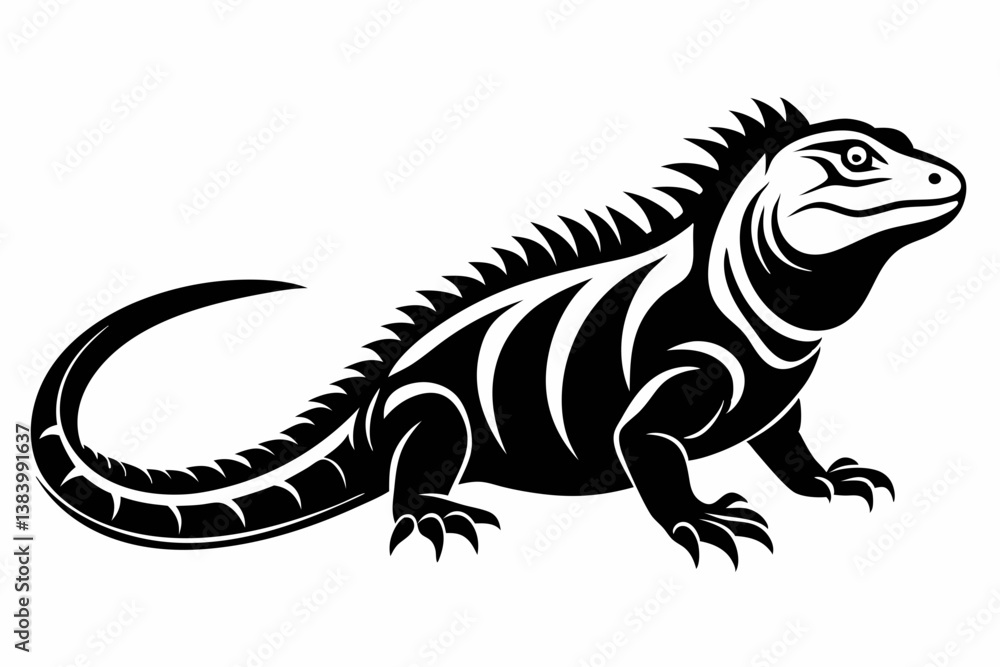 iguana silhouette line art vector illustration with a white background iguana silhouette line art vector illustration with a white background