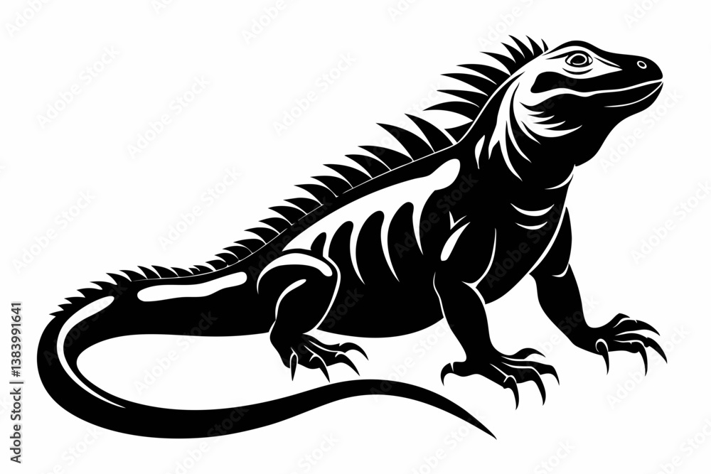 iguana silhouette line art vector illustration with a white background iguana silhouette line art vector illustration with a white background