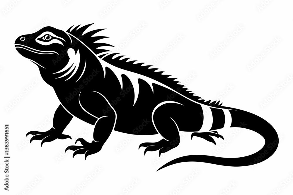 iguana silhouette line art vector illustration with a white background iguana silhouette line art vector illustration with a white background