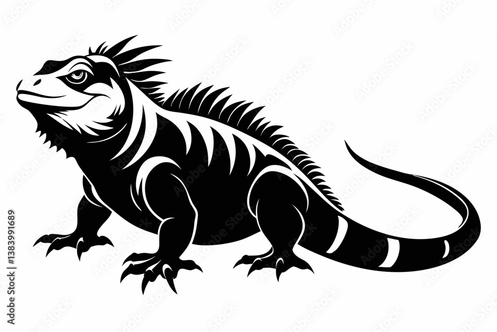iguana silhouette line art vector illustration with a white background iguana silhouette line art vector illustration with a white background