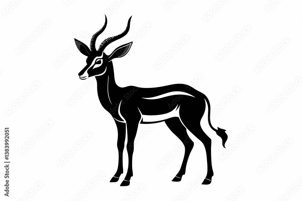 Fototapeta premium impala silhouette line art vector illustration with a white background