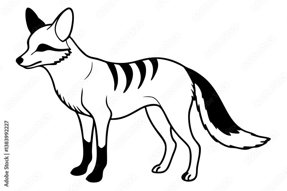 jackal silhouette line art vector illustration with a white background jackal silhouette line art vector illustration with a white background