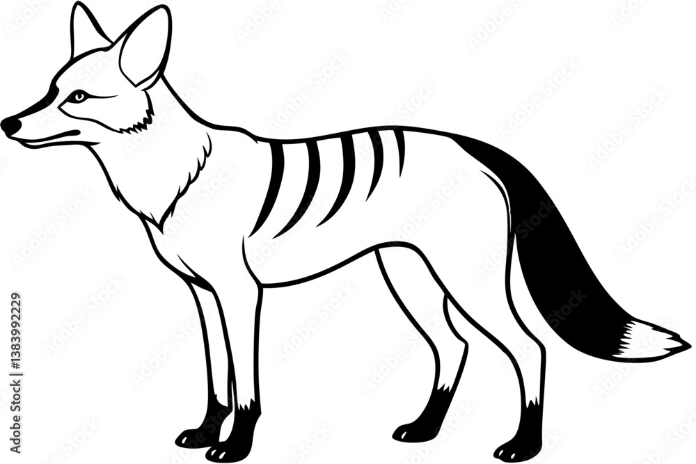 Obraz premium jackal silhouette line art vector illustration with a white background