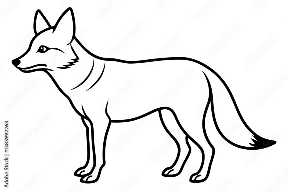 Fototapeta premium jackal silhouette line art vector illustration with a white background
