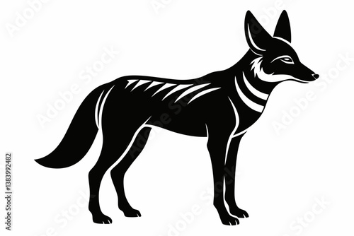 jackal silhouette line art vector illustration with a white background