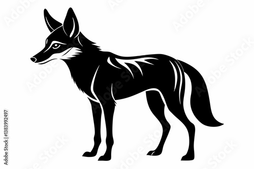 jackal silhouette line art vector illustration with a white background