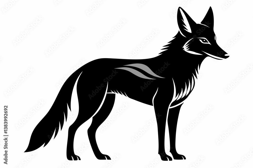 Fototapeta premium jackal silhouette line art vector illustration with a white background
