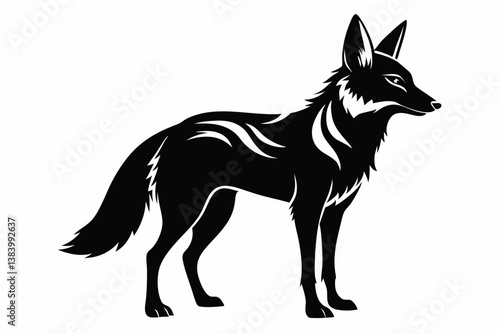 jackal silhouette line art vector illustration with a white background