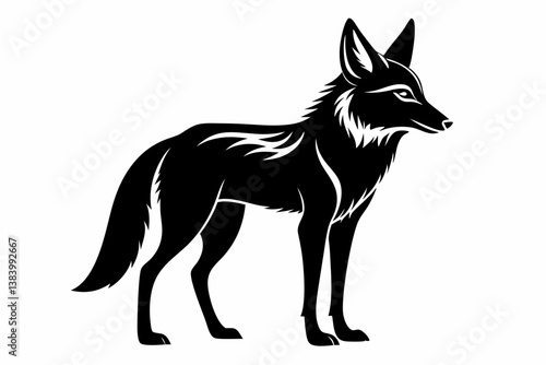 jackal silhouette line art vector illustration with a white background
