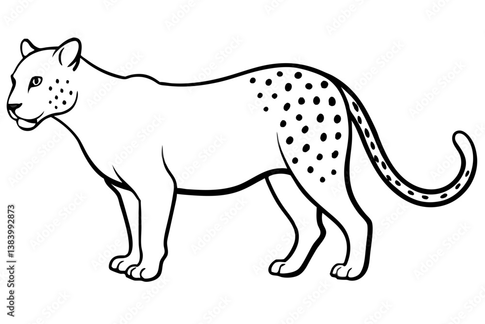 Fototapeta premium jaguar silhouette line art vector illustration with a white background