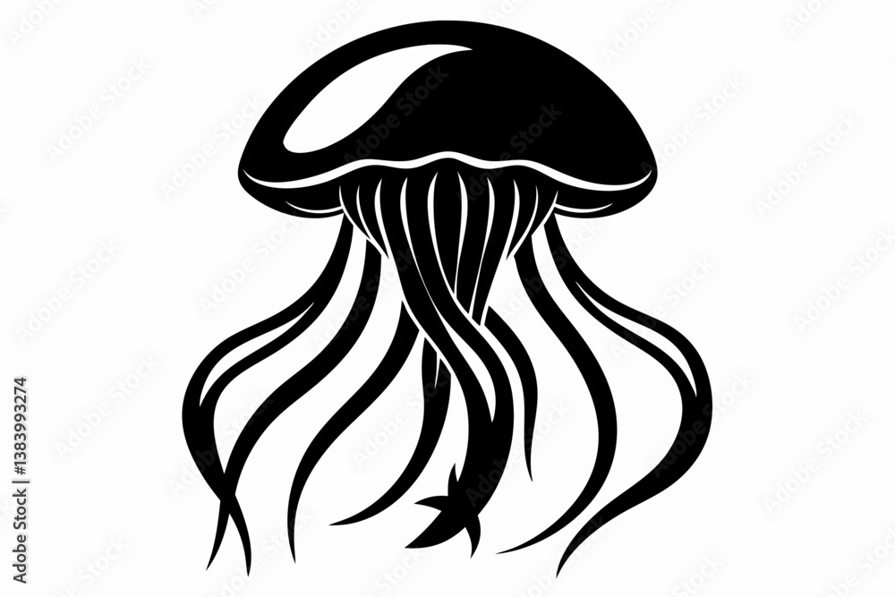 jellyfish silhouette line art vector illustration with a white background jellyfish silhouette line art vector illustration with a white background