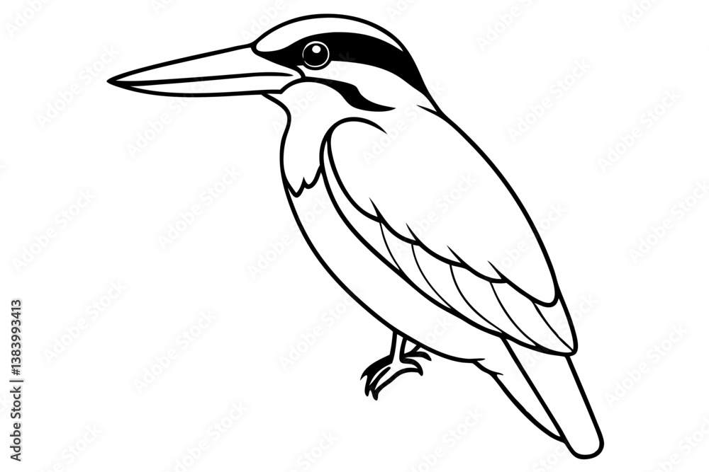 Fototapeta premium kingfisher silhouette line art vector illustration with a white background