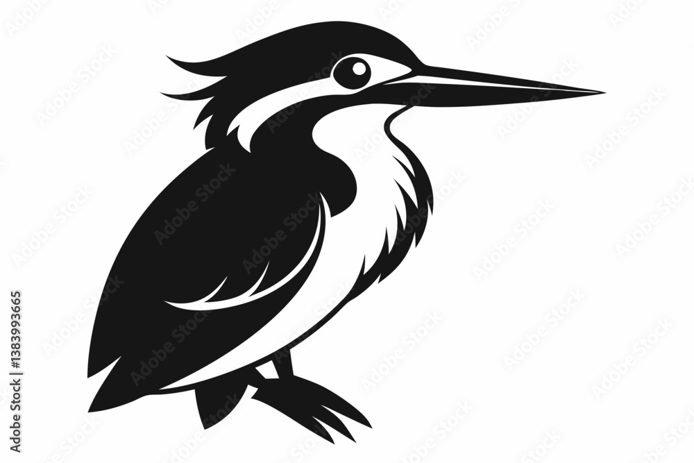 Fototapeta premium kingfisher silhouette line art vector illustration with a white background