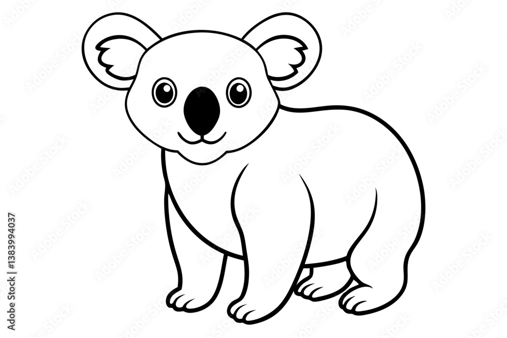 Fototapeta premium koala silhouette line art vector illustration with a white background