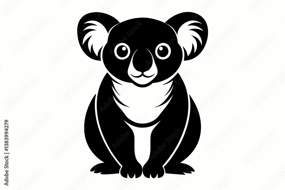 Obraz premium koala silhouette line art vector illustration with a white background