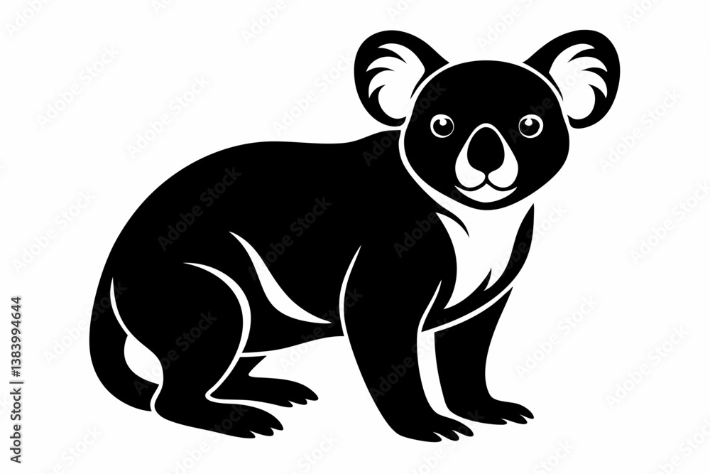 Naklejka premium koala silhouette line art vector illustration with a white background
