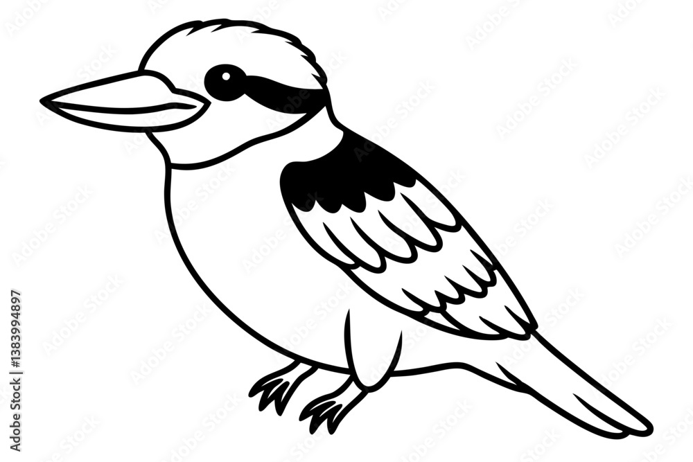 Naklejka premium kookaburra silhouette line art vector illustration with a white background