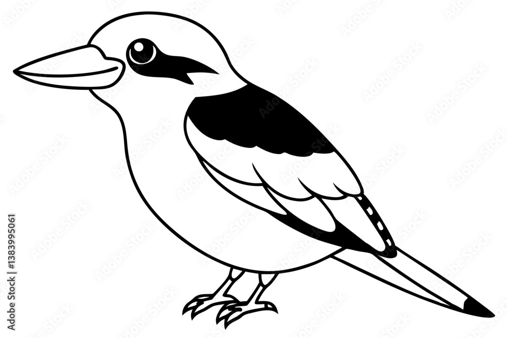 Fototapeta premium kookaburra silhouette line art vector illustration with a white background