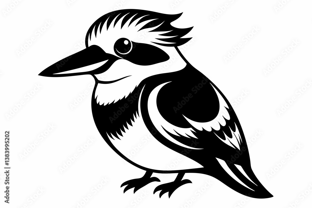 Naklejka premium kookaburra silhouette line art vector illustration with a white background