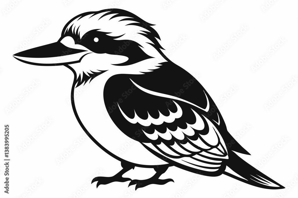 Obraz premium kookaburra silhouette line art vector illustration with a white background